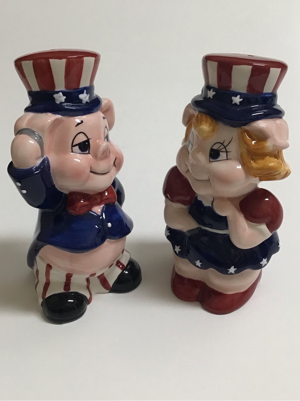 Patriotic Pigs Salt & Pepper Shakers Uncle Sam Americana USA Ceramic 4th of July - Picture 7 of 14